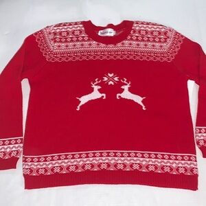 Cotton Emporium Kids Red & White Holiday Reindeer Sweater Size XL